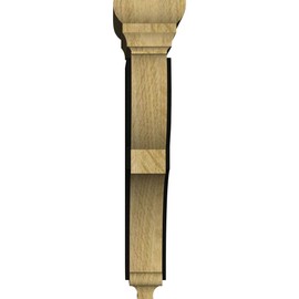 Ekena Millwork CORW03X07X14RJNEBLRO Extra Large Rojas w/ IronCraft Nevio Inlay Wood Corbels, 3 1/2"W x 7 1/2"D x 14"H, Red Oak