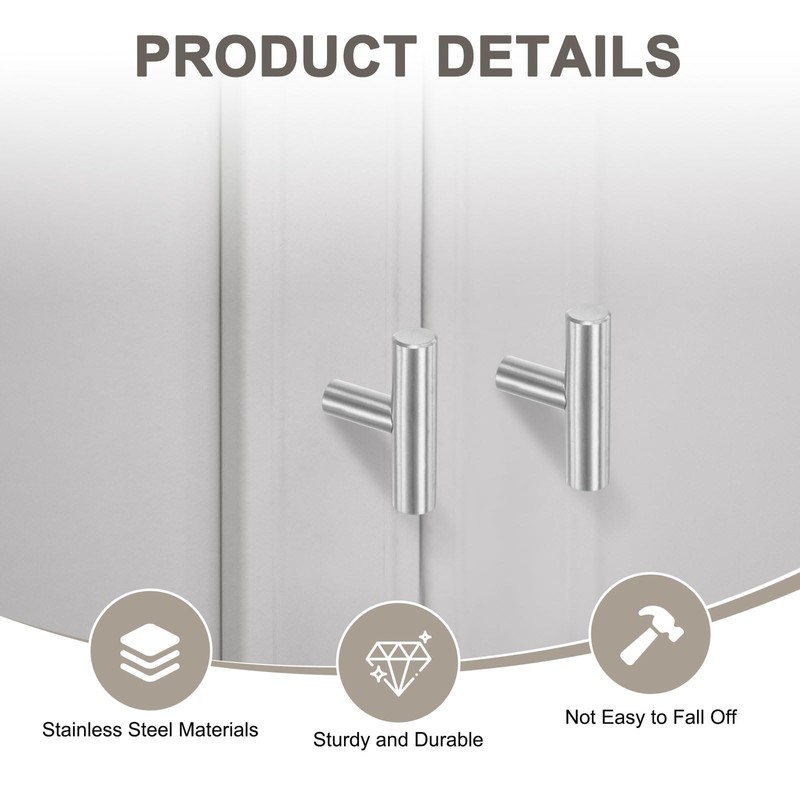 M METERXITY 6-Pack Cabinet Pulls Knobs, 2" Modern Stainless Steel