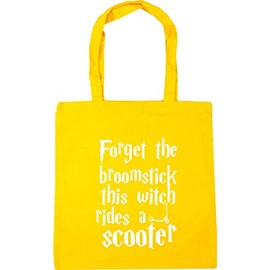 Hippowarehouse Forget the broomstick this witch rides a scooter Tote Shopping Gym Beach Bag 42cm x38cm, 10 litres