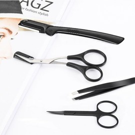 4-Piece Eyebrow Grooming Set with Razor, Scissors, and Tweezers Basic Option/ONE