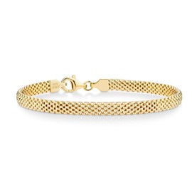 Miabella 18K Gold Over Sterling Silver Italian 5mm Mesh Link Chain Bracelet for Women, 925 Made in Italy (Length 7 Inches)