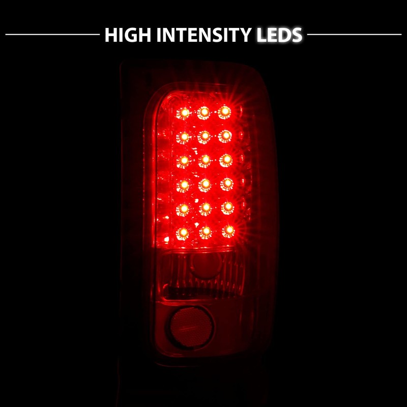 AmeriLite Red/Clear LED Brake Tail Lights Set For 94-01 Dodge