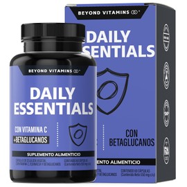Beyond Vitamins | Daily Essentials con Vitamina C y Betaglucanos | Raíz de Jengibre, Ajo, Orégano, Zinc y Vitamina D3 | Fórmula Precisa | Cápsulas vegetales VCaps (60 Caps)