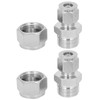 2pcs Compression Tube Fitting Adapter Stainless Steel Double Ferrule Joint