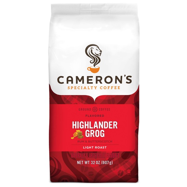 Cameron's Coffee Roasted Ground Coffee Bag, Flavored, Highlander Grog, 32 Ounce