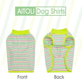 Dog Shirts, French Bulldog T-Shirt, Cotton Striped Tank Top, Color Blocked Tee for Small Dogs, Stretchy & Breathable Puppy Vest, Four Seasons Pet Clothes