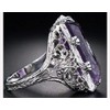 Yuren 925 Silver Large Amethyst Gem Band Ring Wedding Proposed