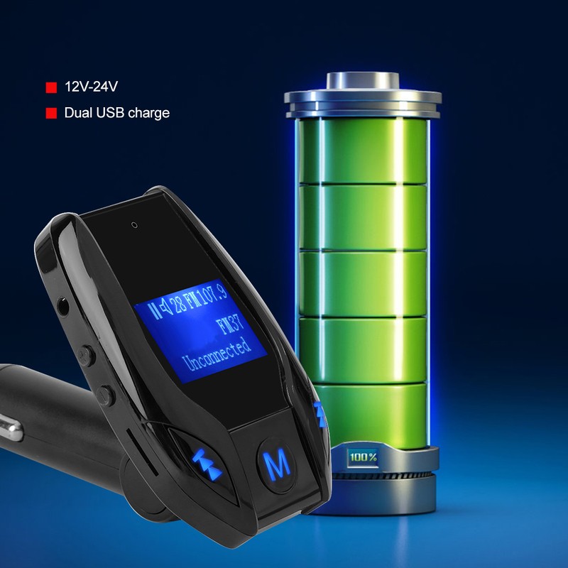 1.44 in LCD Car Bluetooth Music Player FM37 Transmitter 5V/2.1A