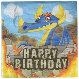 Creative Converting Dragon Happy Birthday Lunch Napkins Party Supplies, Multicolor