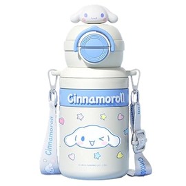 Many Rainbows Cinnamoroll White Stainless Steel Insulated Water Bottle (Spout & Straw) with Strap 550ml