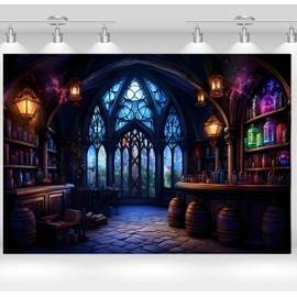Halloween Photography Backdrop Mad Scientist Lab Children's Birthday Holiday Party Children's Portrait Decoration Backdrop Photo Studio(5x3FT)
