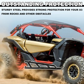 SAUTVS Nerf Bars Rock Sliders for Can-Am Maverick X3, Combined Side Bumper Protector Guard Side Steps Nerf Bars Tree Kickers for Can-Am Maverick X3 Turbo R RR 2017-2025 Accessories -2 Seaters