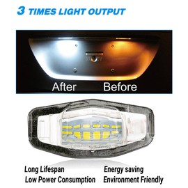 AUTOXBERT LED License Plate Light Lamp Tag Lights Assembly Compatible With Honda Accord Civic Sedan Odyssey Pilot Acura MDX TSX TL ILX RDX RL, 6000K White, Pack of 2