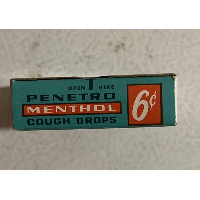 Penetro Vintage Unopened Penetro 6 Cent Cough Drop Box Sealed