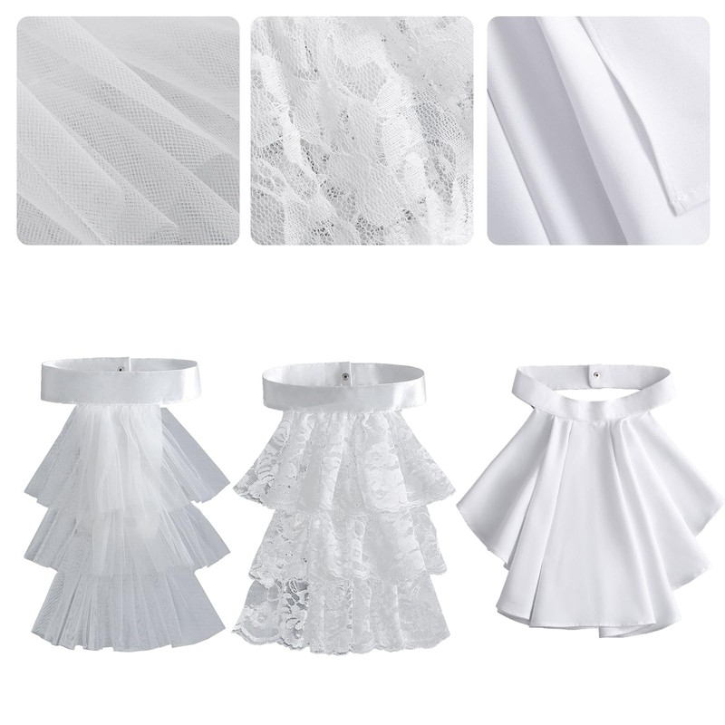 hokojix Detachable Ruffled Jabot Collar Multilayered Lace Collar for Victorian