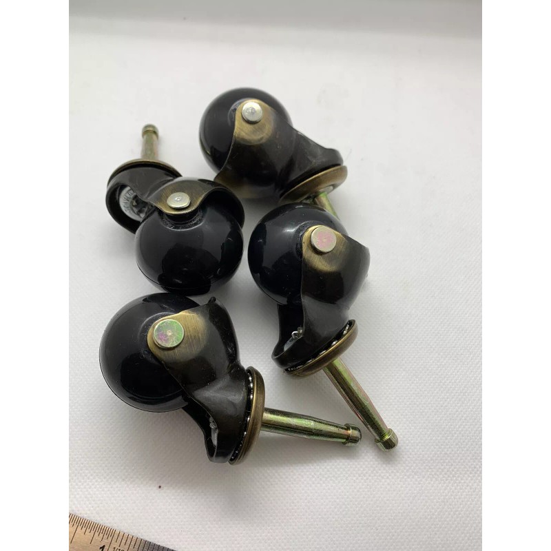 Elegent Upholstery 2" Inch black Ball Casters with Wood Stem