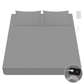 VigorVortex Grounding Fitted Sheets Queen 10% Pure Silver and 90% Cotton Grey Improve Sleep Conductive Grounding Sheets with Grounding Cord 60x80x12in