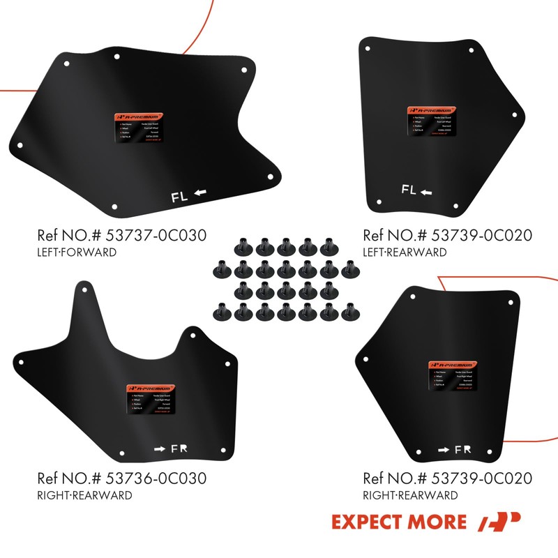 A-Premium Splash Guards Fender Liner Shields Compatible with Toyota Tundra