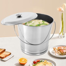 choayun 21.3 QT Metal Compost Bucket, Stainless Steel Milk Pail Bucket with Lid & Handle, Milking Pail for Home Pasture, Food Scrap Slop Bucket with Lid for Kitchen Food Waste