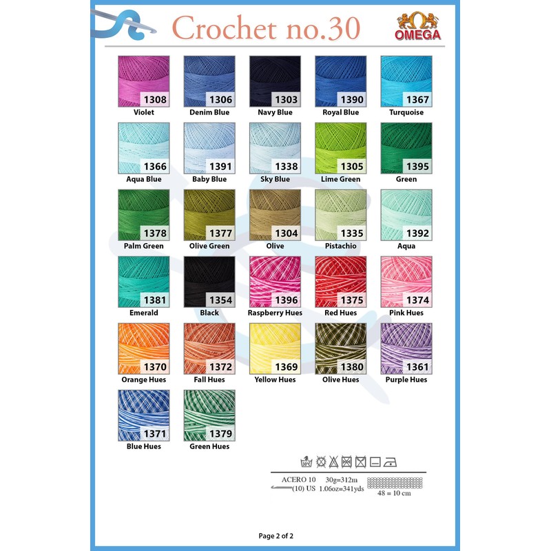 Crochet OMEGA NO.30 [30grs] - 100% Mercerized Cotton Yarn for