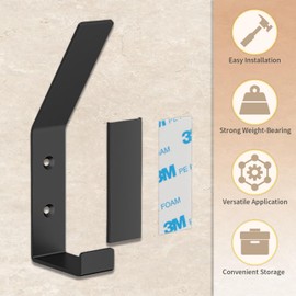 Vacallity 4Packs Coat Hooks, Screw in Wall Mounted Hooks, Heavy Duty Hooks for Kitchen, Bathroom,Bedroom Hanging Clothes Towel Keys, Black