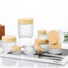 2 x Empty Frosted Glass Cream Jars with Wooden Lids