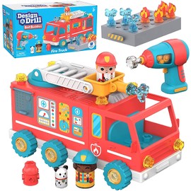 Educational Insights Design & Drill Bolt Buddies Fire Truck - Construction Toys & Toddler Tools, Kids Tool Set with Real Electric Drill Toy, Take Apart STEM Set, Building Kit & Gift for Ages 3+