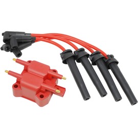 DRAGON FIRE PERFORMANCE Power Pack with Ignition Coil Pack and Low Ohm Spark Plug Wires Compatible/Replacement for 2003 2004 2005 2006 2007 2008 Mini Cooper 1.6L NA & Supercharged Oem Fit Kit-1552