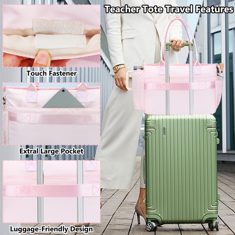 SIYNPAV Teacher Tote Bag with 15.6 in Laptop Compartment& Cup