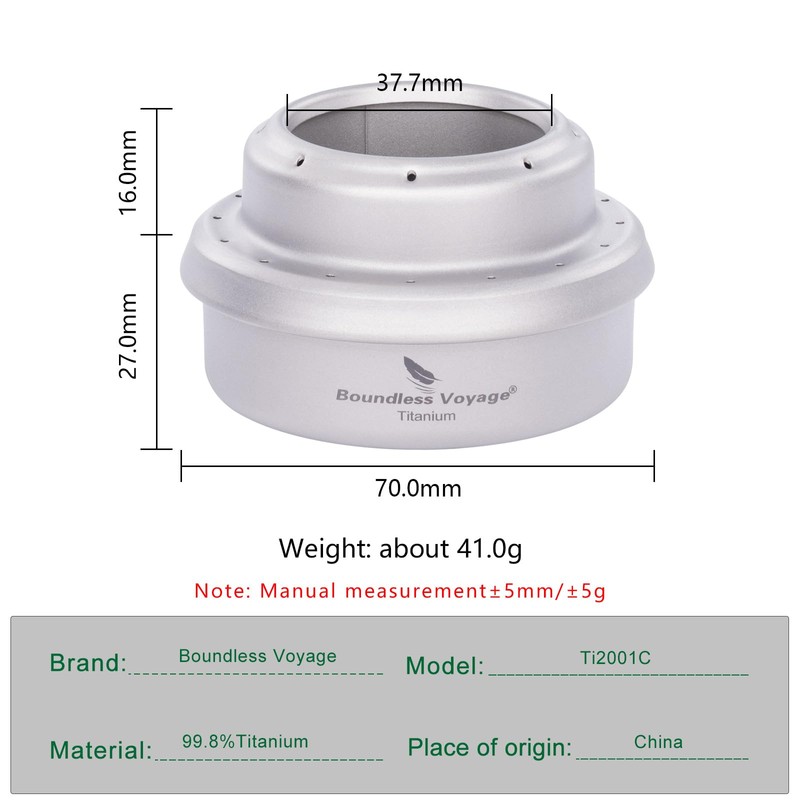 Boundless Voyage Titanium Spirit Burner Mini Alcohol Stove with Brackets