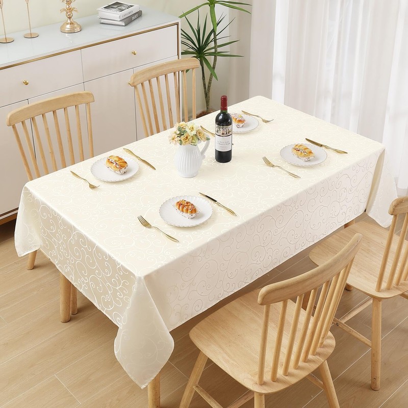 Homaxy Table Cloth Rectangular 100x140 cm, Washable Polyester Jacquard Tablecloth,