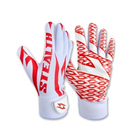 Stealth Football Receiver Gloves White - Battle College Lineman, Football Receiver Gloves, Be a Villain Not a Joker, Adult, Men, Youth, Boys, Small to XXL Sizes