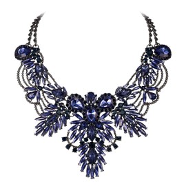 EVER FAITH Chunky Statement Collar Necklace for Women Rhinestone Crystal Vintage Fashion Jewellery Clear Silver Tone, Crystal, Crystal