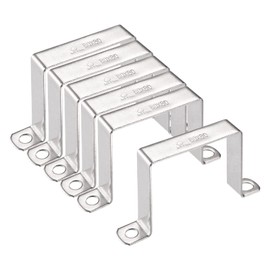 TA-VIGOR 6Pcs U Shaped Connector Bracket, 80mm x 80mm Stainless Steel Bracket Stainless Steel Pipe Clamp, Heavy Duty Conduit Clamps for Door Closed Bar Holder Strut, Pipe Tube Wire Fixing