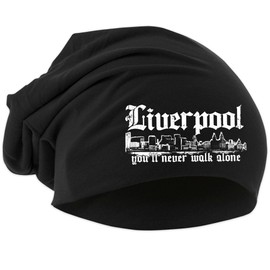 UGLYSHIRT Liverpool Skyline Hat | Knitted Hat Liverpool Sports Hat Logo Hat City Stretchy Beanie, black