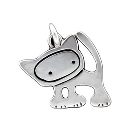 Mark Poulin Cat Charm to Add to Charm Bracelet - Choose Your Own Sterling Silver Cute Cat Charm (Punk Kitty)