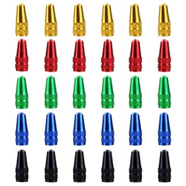 SZCXDKJ 30 Pcs Bicycle Presta Valve Caps, Multicolor Anodized Aluminum Alloy Presta Cycling Valve Caps, French Style Tyre Caps Dust Covers Bike Tire Valve Stem Caps for MTB Road Bicycle