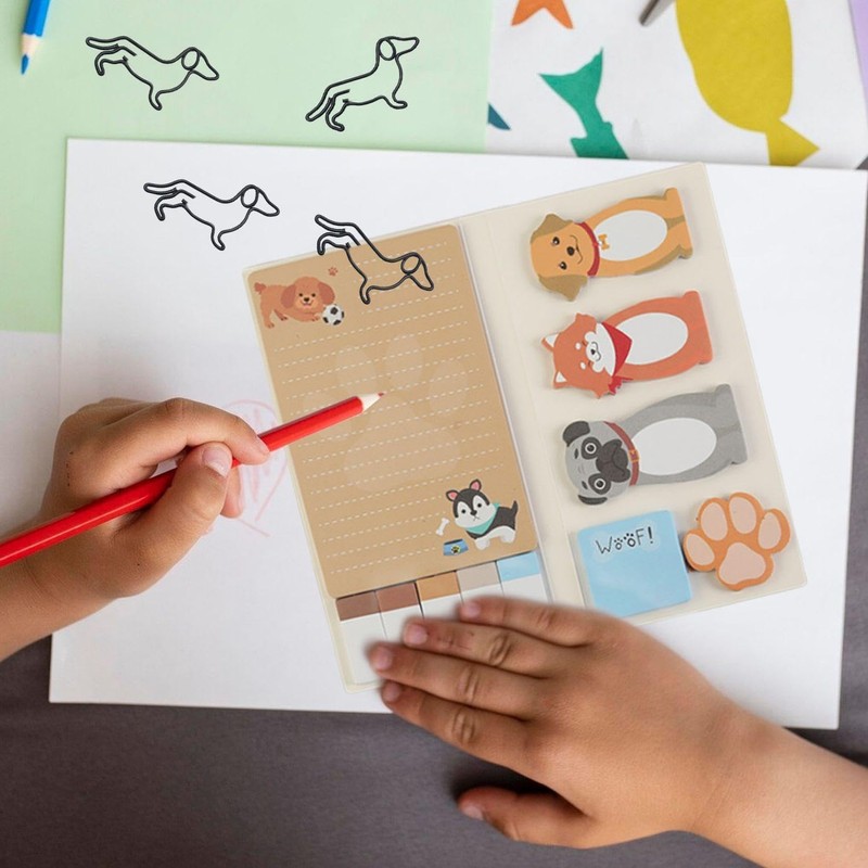 1 Piece Puppy Notepad and 10 Pieces Puppy Paper Clips,