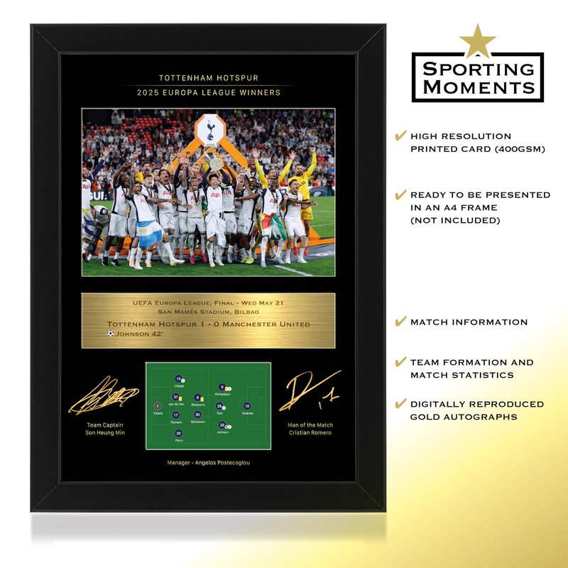 Sporting Moments Tottenham Hotspur Europa League Winners 24/25 Commemorative Print