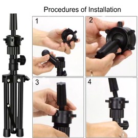 FUTAI Mini Adjustable Wig Stand Tripod Metal Holder for Mannequin Head Canvas Foam Head Hairdresser Practice Cosmetology Braiding Styling Salon Display