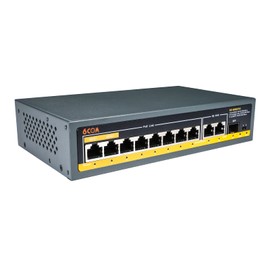 6COM 11 Port Gigabit PoE Switch with 8 PoE+ Port, 2 Gigabit Uplink, 1 SFP Port, 120W 802.3af/at, Metal, Qos, Vlan, Unmanaged Plug and Play AI Smart Detection Ethernet Switch