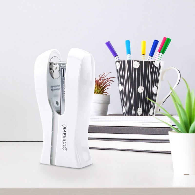 Rapesco 1319 Stand Up Stapler, Space-Saving Desktop Stapler, 20 Sheet