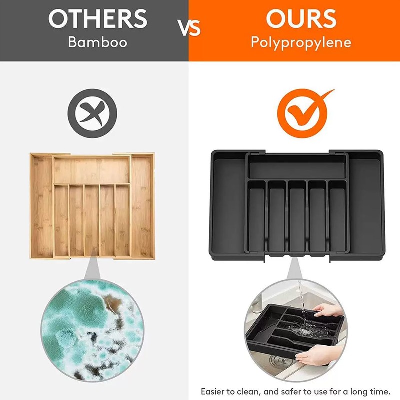 TSONDEKU Expandable Silverware Drawer Organizer - BPA Free Flatware and