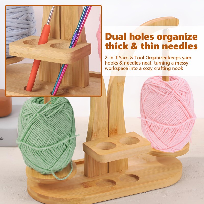 Yarn Holder Portable Magnetic Wool Holder Crocheting & Knitting Wooden