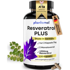 Trans Resveratrol Capsules 1350mg - 120x Resveratrol High Dose - 100:1 Trans-Resveratrol Plus from Japanese Knotweed - 2 Month Supply - Made in Germany