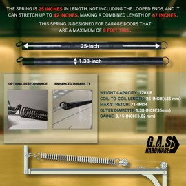 G.A.S Hardware Heavy-Duty Double-Looped Garage Door Extension Spring (2-Pack) | Springs for Garage Door Repair Garage Hardware Parts (120-Green)