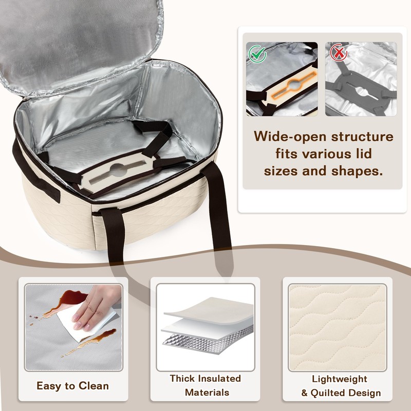 LUXJA Insulated Slow Cooker Bag Compatible with Crock Pot, Beige