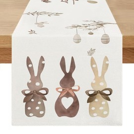 Table Runner Easter Spring Modern Washable Seasonal Table Runner Kitchen Dining Table Decoration White Runner Table Washable Easter Table Decoration for Indoor Outdoor Living Room Decor 40 x 180 cm
