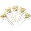 BETITETO Bridal Gold Hair Pins 5pcs Pearl Metal Leaf Wedding