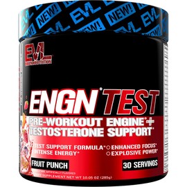 Evlution Nutrition ENGN Test - Intense Pre-Workout with Creatine - Test Support Formula - Pre-Workout Powder for Lasting Energy & Focus - with Beta-Alanine & Caffeine - 30 Servings - Fruit Punch